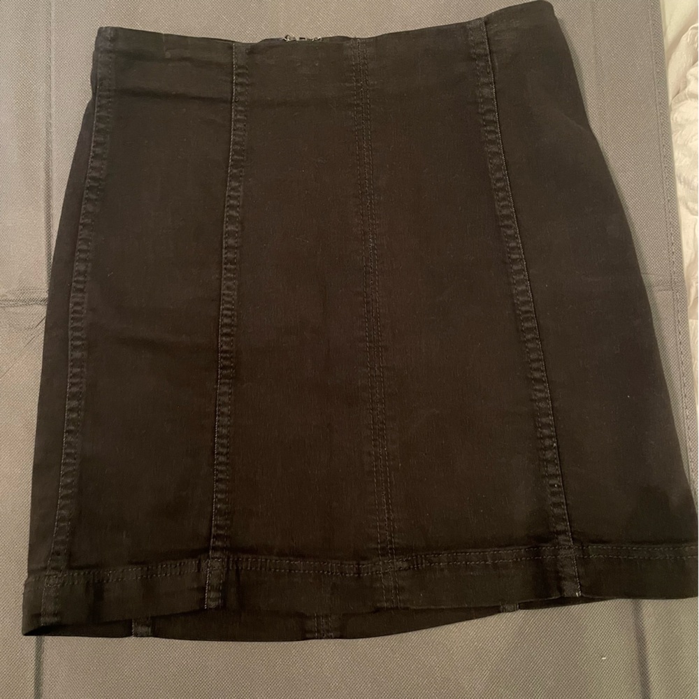 Free People Modern Femme Black Denim Mini Skirt